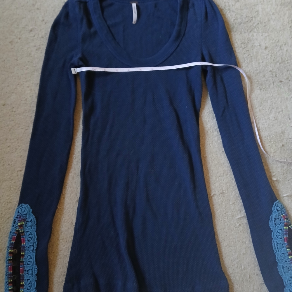 Free People Fiesta Cuff Thermal Navy Xs